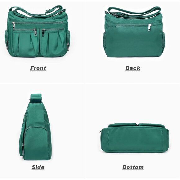 Women Lake Blue-m Nylon Water Resistant Anti Theft Travel Crossbody Shoulder Bag - Picture 5 of 6